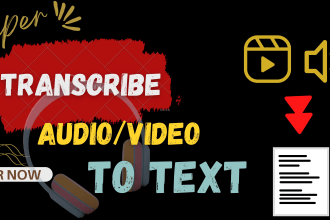 transcribe audio video file to text accurately within 24 hours