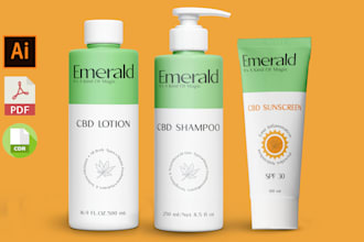 create cbd cannabis hemp cosmetic label packaging design