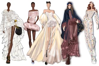 draw fashion illustrations for your book, gift, advertisement, work,social media