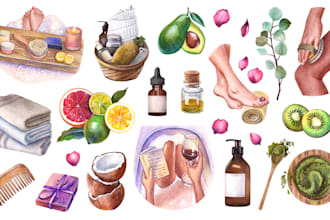 draw custom watercolor clipart