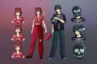 make character design sheet in anime style