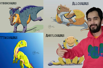 draw funny and amazing dinosaurs for you