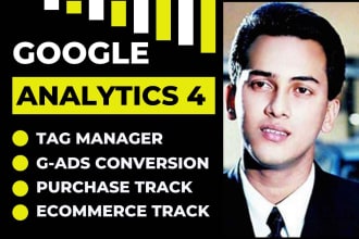 setup google analytics 4, ads conversion tracking, tag manager,gtm,ga4 ecommerce