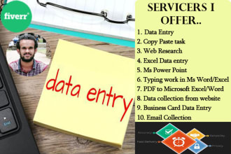 be virtual assistant for data entry, web research works
