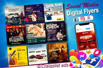 create cool digital flyer for instagram, fb and craigslist ads in 5 hrs