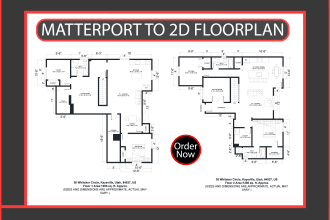 redraw 2d floor plan from matterport virtual tour and sketch