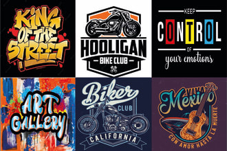 make an typography t shirt logo design of any custom shape with mockup