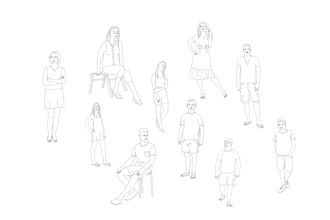 draw people, figure in line, outline style