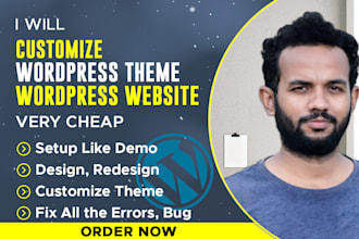 customize wordpress theme, wordpress website very cheap
