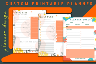 design custom planner, journal, tracker and calendar PDF printables