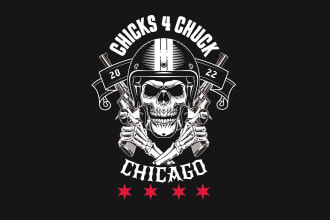 create a unique illustration for tshirt with a skull design
