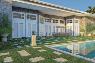 do 3d backyard designing and 3d rendering, 2d floor plan