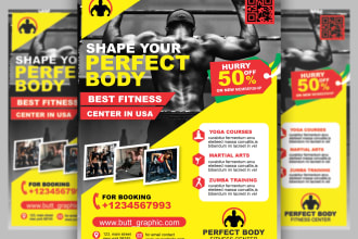 make creative fitness, gym, workout, sports flyer,  medical