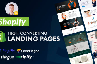 create shopify landing page with custom design that coverts