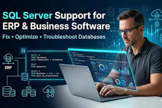 provide sql server support for erp and business software