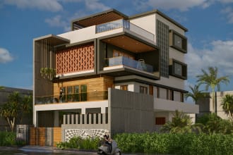 do house exterior design and 3d architectural rendering