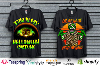 do eye catching vintage color awesome scary halloween t shirt for pod business