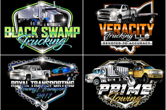 design transport logistics hotshot towing hand truck dispatch logo