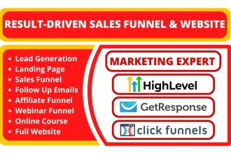 do sales funnel, website on go high level, getresponse, kajabi systeme io expert