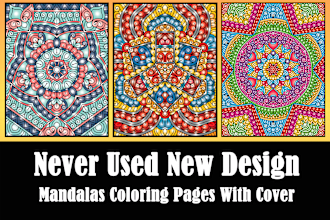 create 100 never used mandala coloring pages with cover