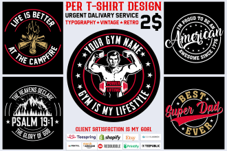 create a unique custom typography circle logo t shirt design for you