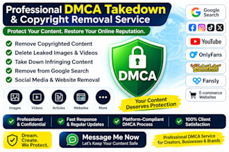 report,remove,delete leaked and copyright infringing content with dmca takedown