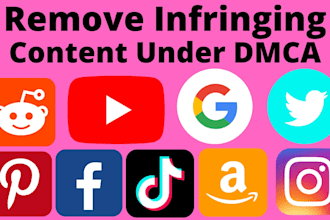 take down report to fb,tiktok,twitter,ig,google under dmca