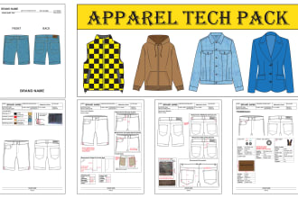 do apparel tech pack and technical sketch for manufacturing