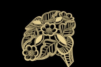 create a modern 3d cad jewelry design and render it