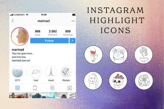 create custom, hand drawn instagram highlight icons