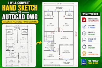 convert hand sketch to autocad dwg drawing