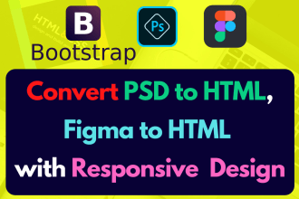 convart psd to html figma to html image to html with responsive website design