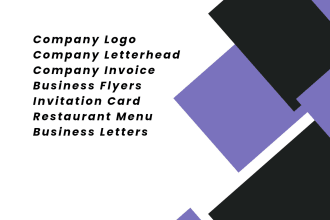 design company logo, letterhead, invoice and business card