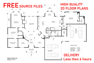draw 2d house floor plan design and architectural concept
