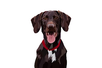 draw vector cartoon portrait of your pet cat, dog in a day