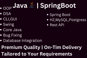 develop core java, spring boot, and rest API ,projects,task