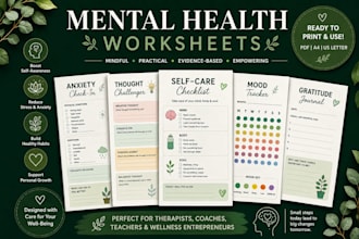 design printable mental health worksheets and tools