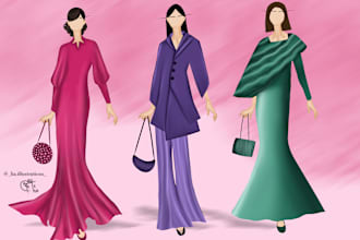 draw fashion illustrations and  sketch with tech pack