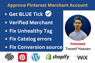 install or fix pinterest tag, catalog errors and merchant approval