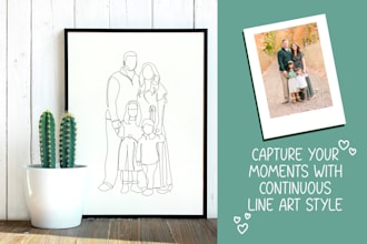 draw continuous line art style from your family photo