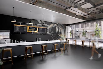 interior design and render your restaurant, store, commercial space