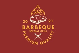do elegant BBQ logo design with unlimited revision