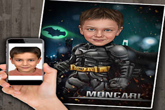 draw custom superhero cartoons caricatures halfbody portrait