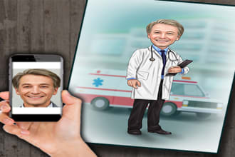 draw custom  professions themed caricature