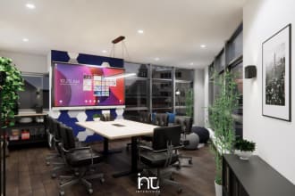 do interior design for office with shopping list