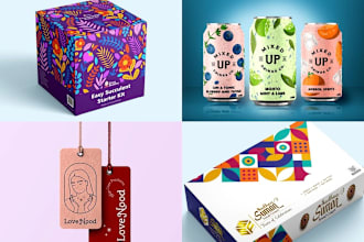 design amazon box product packaging design, drink labels, and pouch