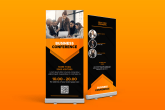 design professional standee flyer, billboard, roll up, pop up banners in 24 hour