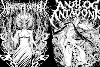 draw dark art illustration for bands and merch