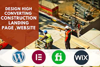 design construction, real estate, plumbing landing page or construction website