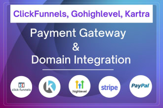 integrate stripe payment gateway and domain to clickfunnels, gohighlevel